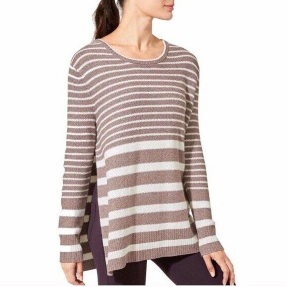 Athleta Kennewick Stripe Merino Wool Sweater Tan Women’s XXS